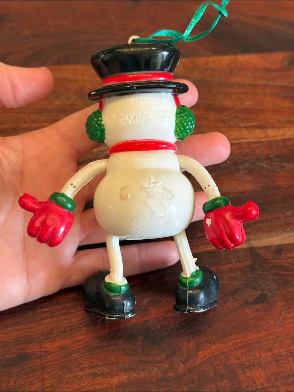 Vintage Easter Unlimited Plastic Snowman Ornament Bendable Frosty Christmas